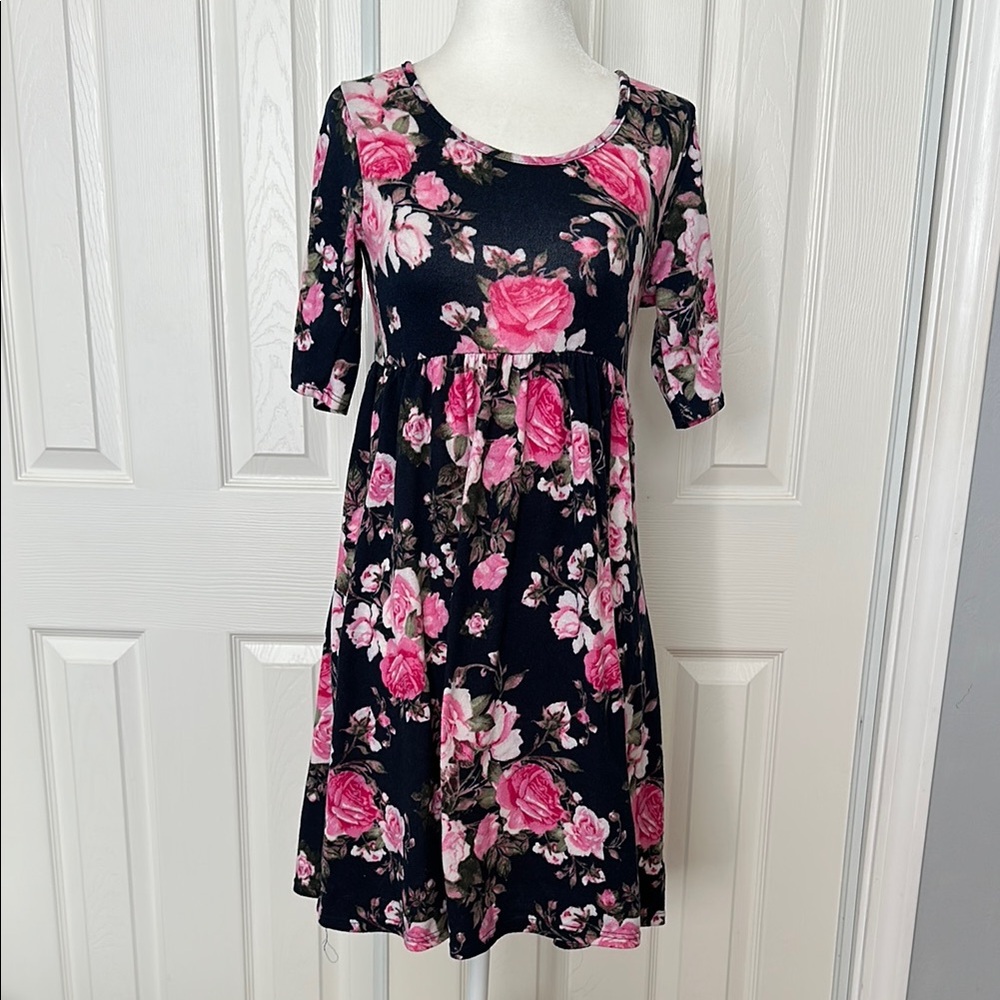 Floral Black and Pink Dress